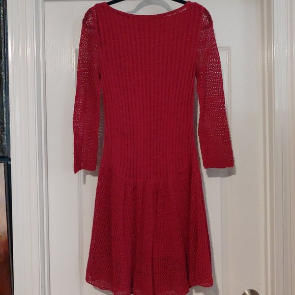 Sundance Womens Red Knit Lined Knee Length Dress 3/4 Sleeve Small - Picture 11 of 16